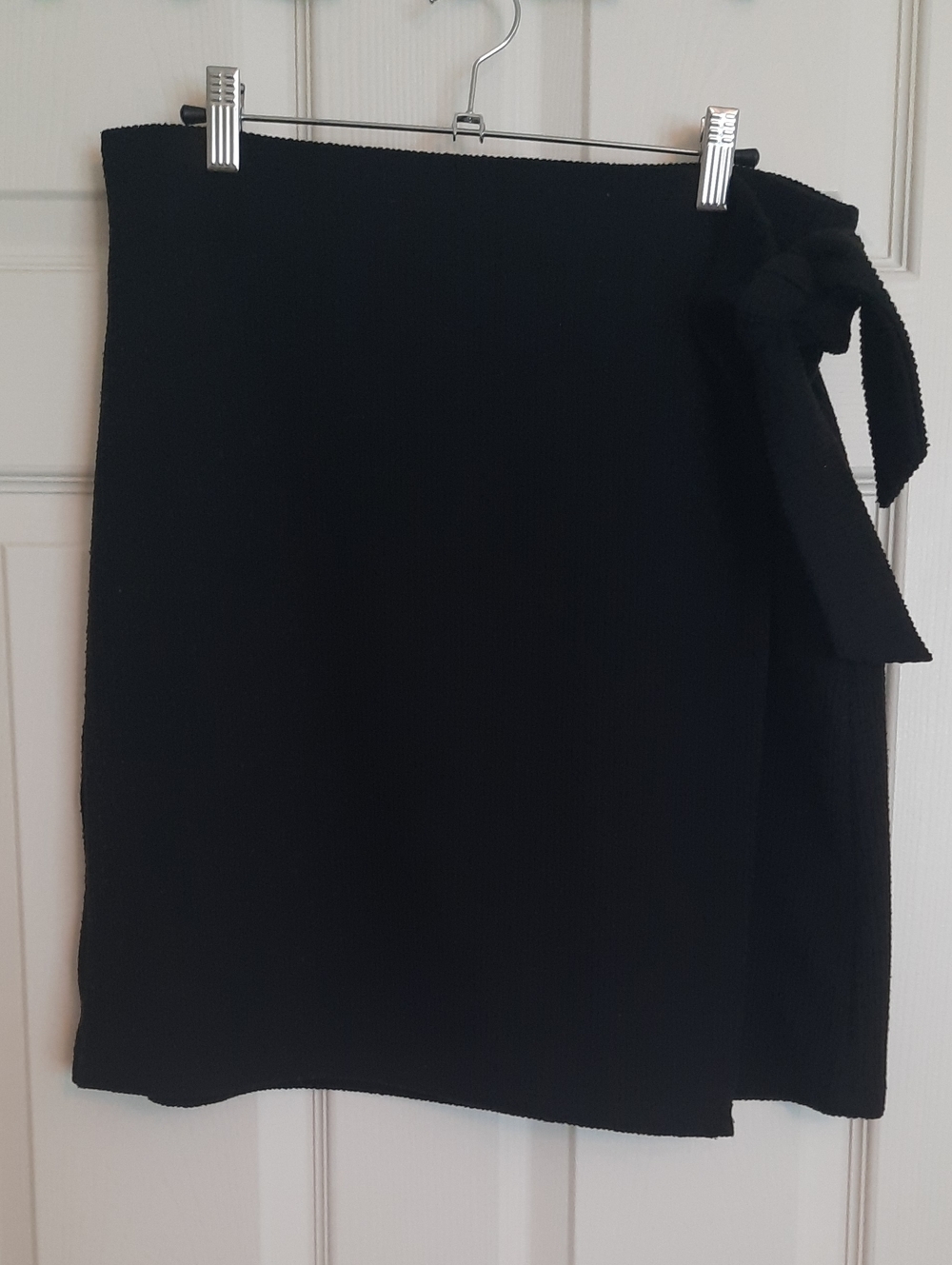 LOFT Black Mini Wrap Skirt with Side Bow